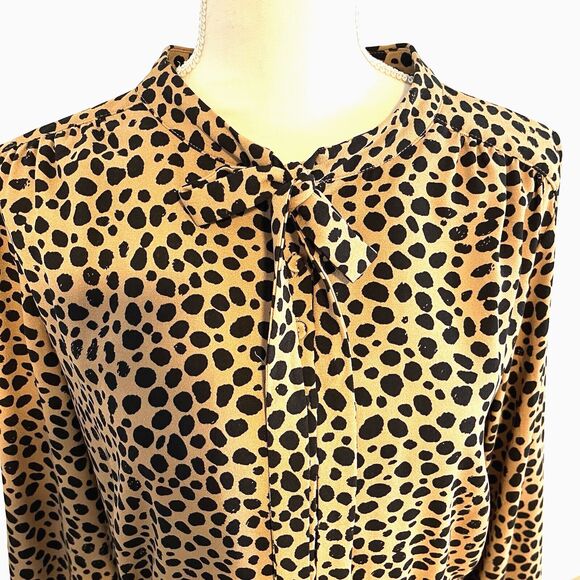 Gibson Latimer Dress Women SZ 12 Beige Animal Print Crew Neck Sheath Midi Lined - Picture 4 of 13